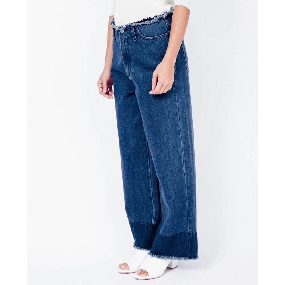 ACHRO wide leg high waisted frayed hem jeans MED